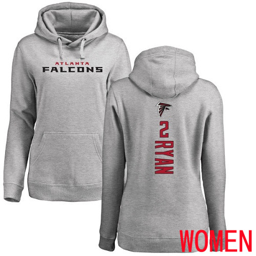 Atlanta Falcons Ash Women Matt Ryan Backer NFL Football #2 Pullover Hoodie Sweatshirts->atlanta falcons->NFL Jersey
